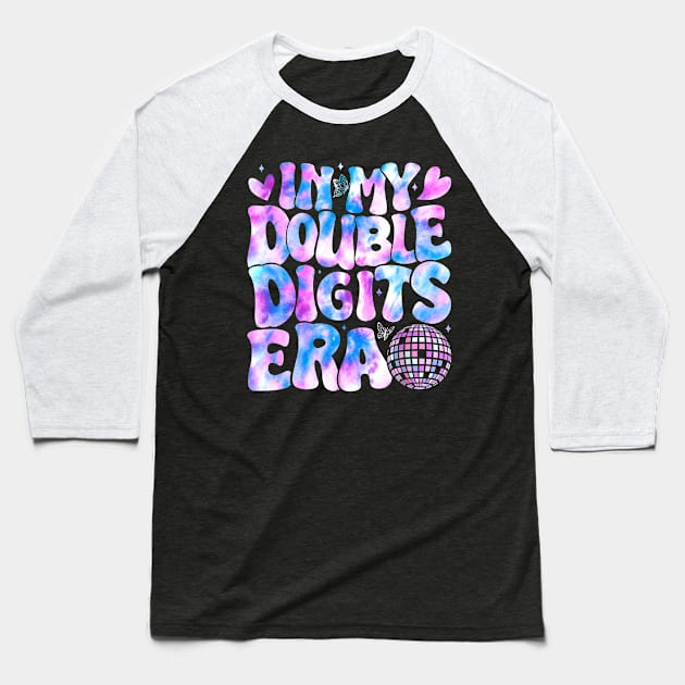 In My Double Digits Era Retro 10 Year Old 10Th Birthday Girl Baseball T-Shirt by thavylanita